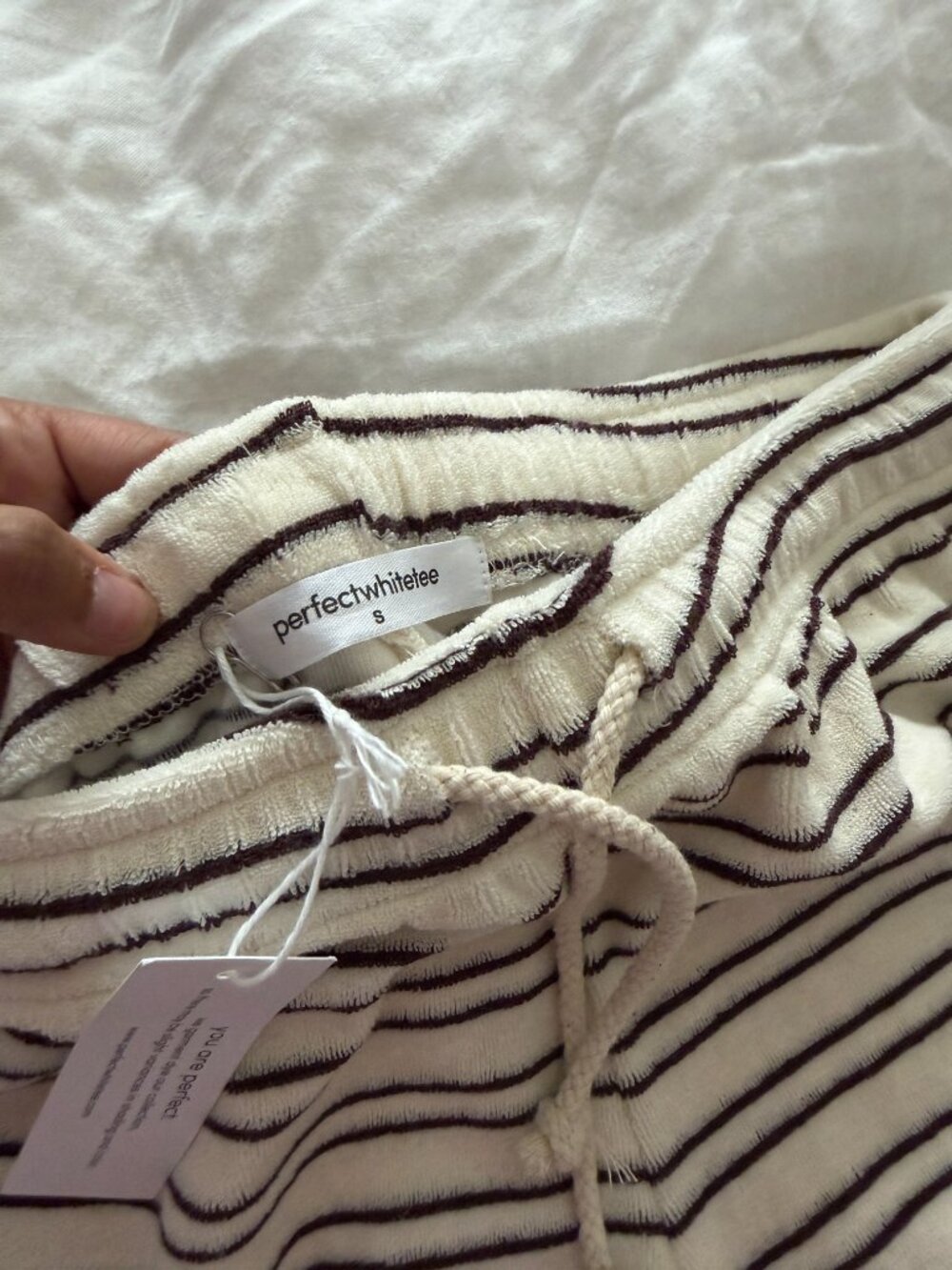 NWT Perfect White Tee Terry Striped Set, sz S - Picture 7 of 9